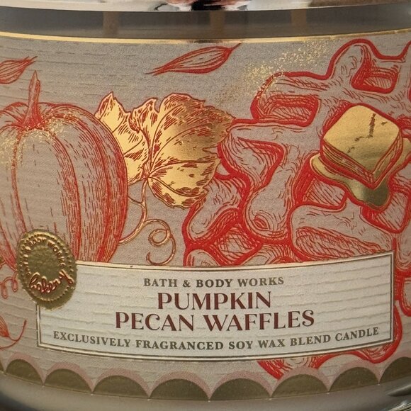 BBW Pumpkin Pecan Waffles Bath & Body Works 3 Wick Candle - Picture 3 of 10